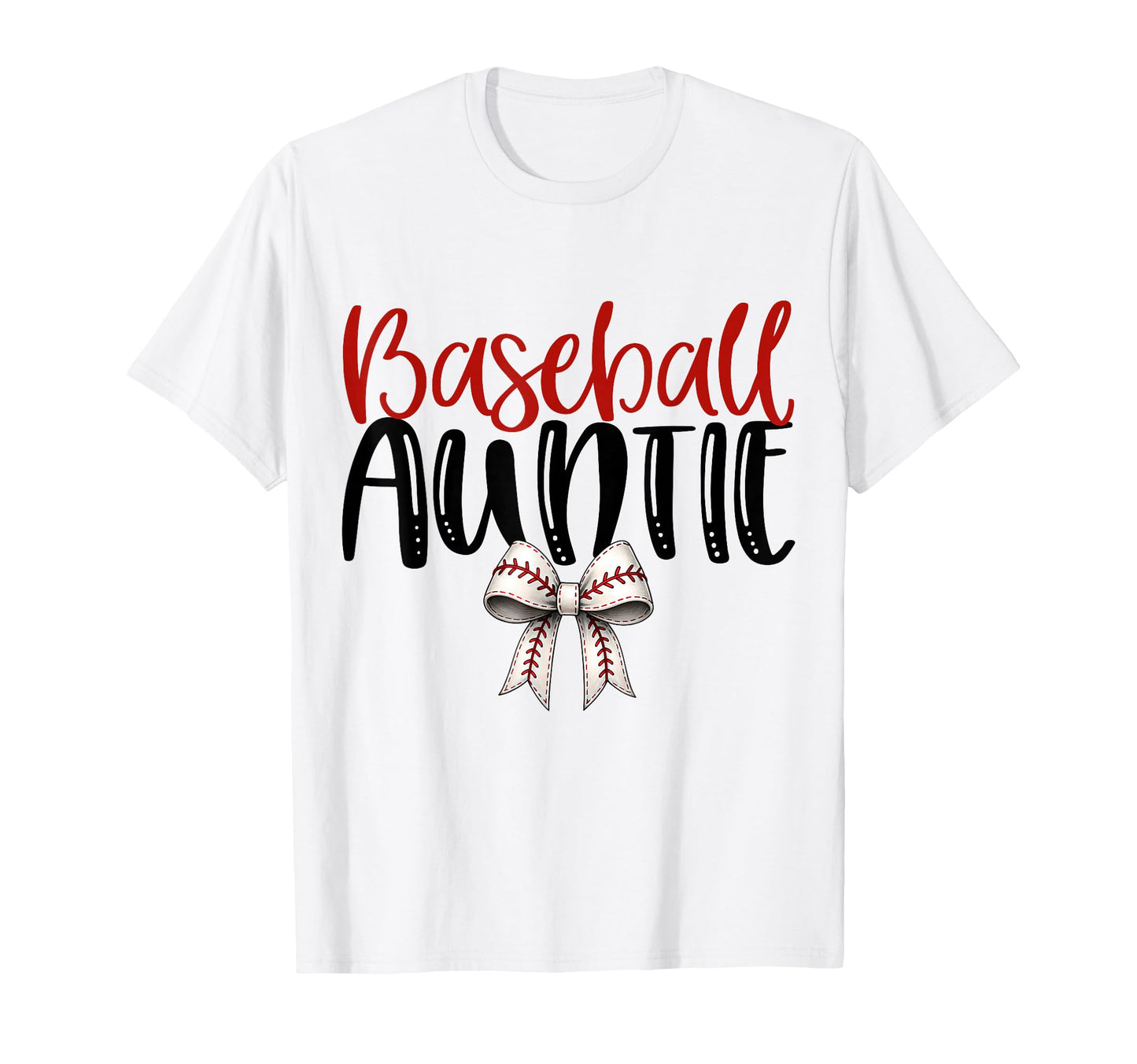 Baseball Auntie Coquette Bow Game Day T-Shirt - Unique Graphic for Adults - T-Shirt, Sweatshirt, Hoodie