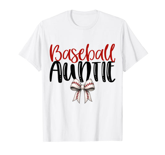 Baseball Auntie Coquette Bow Game Day T-Shirt - Unique Graphic for Adults - T-Shirt, Sweatshirt, Hoodie