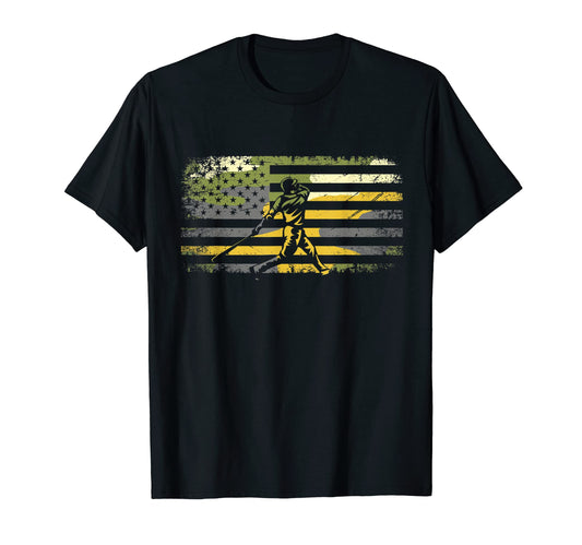 American Flag Camouflage Baseball Baseball T-Shirt - Unique Graphic Unisex - T-Shirt, Sweatshirt, Hoodie