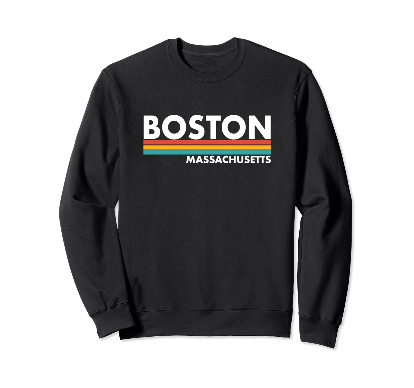 Boston Massachusetts Stripes Sweatshirt - Aesthetic Graphic Unisex - T-Shirt, Sweatshirt, Hoodie