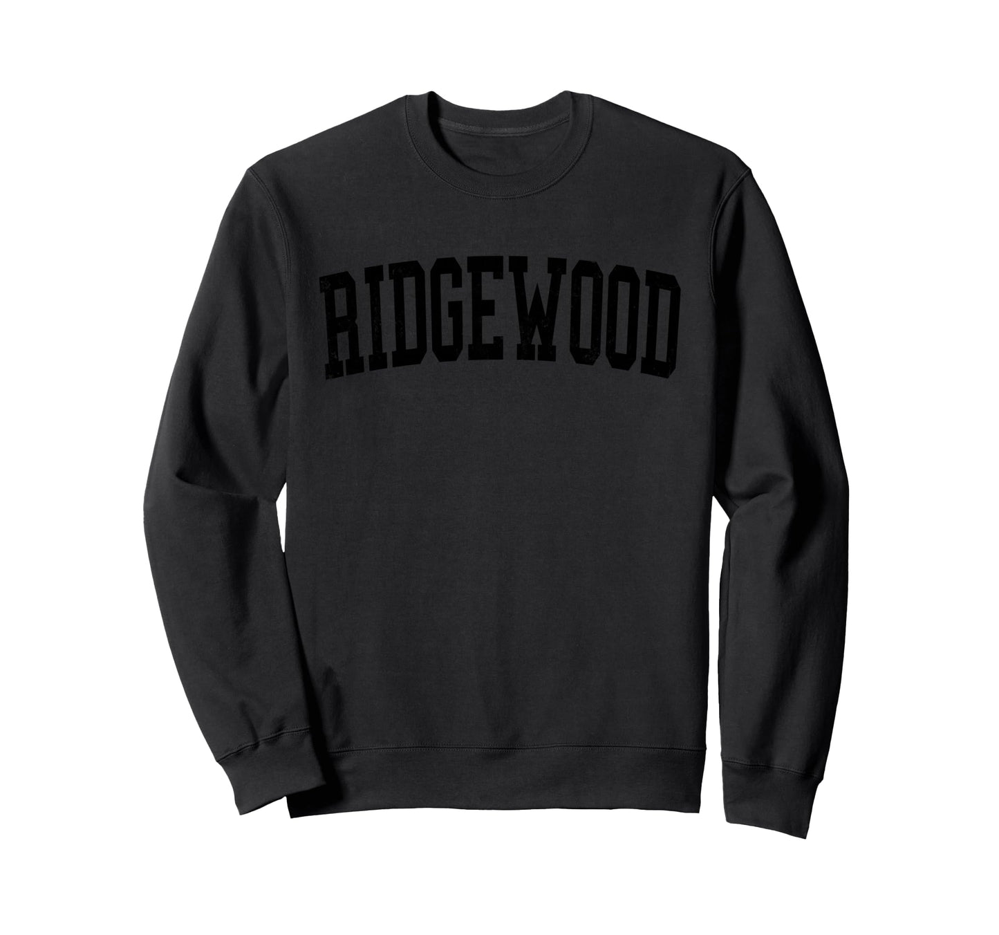 Ridgewood Nj Distressed Black Varsity Sweatshirt - Custom Art Print Unisex - T-Shirt, Sweatshirt, Hoodie