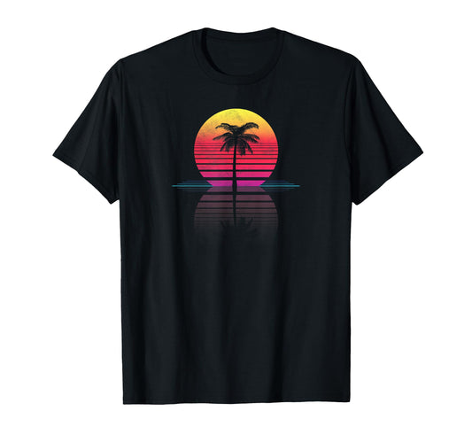 80S 90S Surf Outrun Sun Synthwave Palm T-Shirt - Graphic Print Men Women - T-Shirt, Sweatshirt, Hoodie