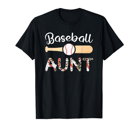 Baseball Aunt Funny Leopard T-Shirt - Aesthetic Graphic for Adults - T-Shirt, Sweatshirt, Hoodie