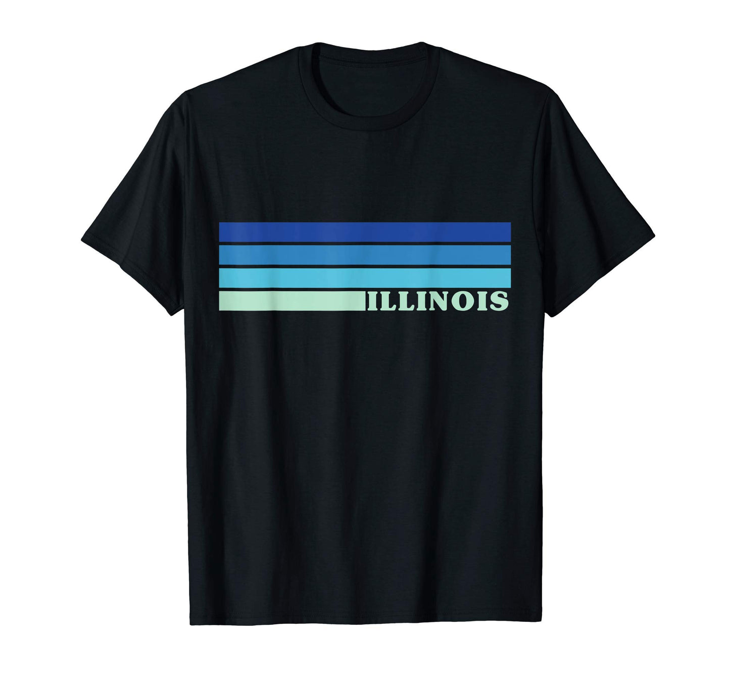 Illinois Blue Color Gradient 70S Stripes T-Shirt - Trendy Graphic Unisex - T-Shirt, Sweatshirt, Hoodie