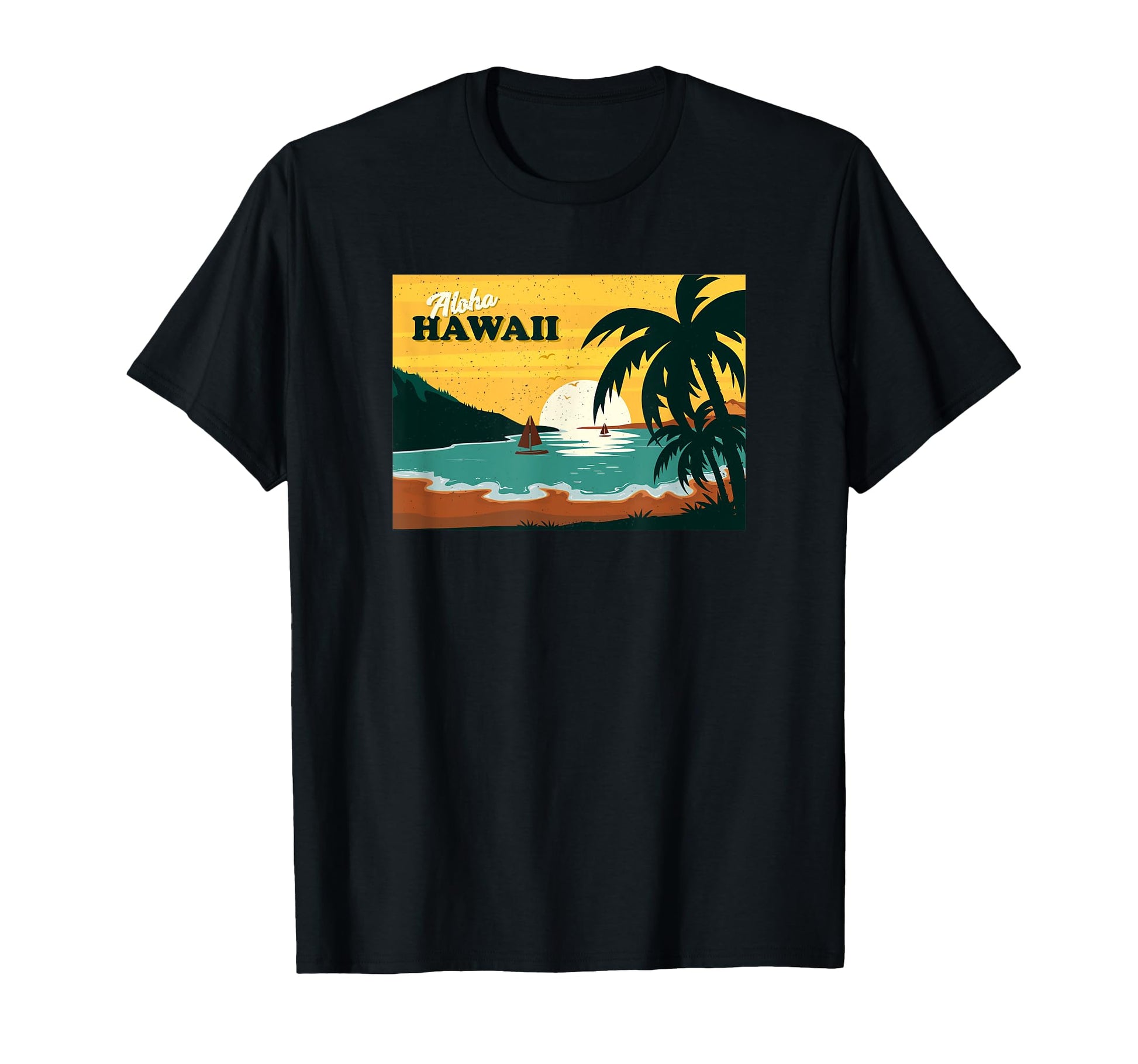 70S Postcard Distressed Aloha T-Shirt - Fun Novelty Design for Adults - T-Shirt, Sweatshirt, Hoodie