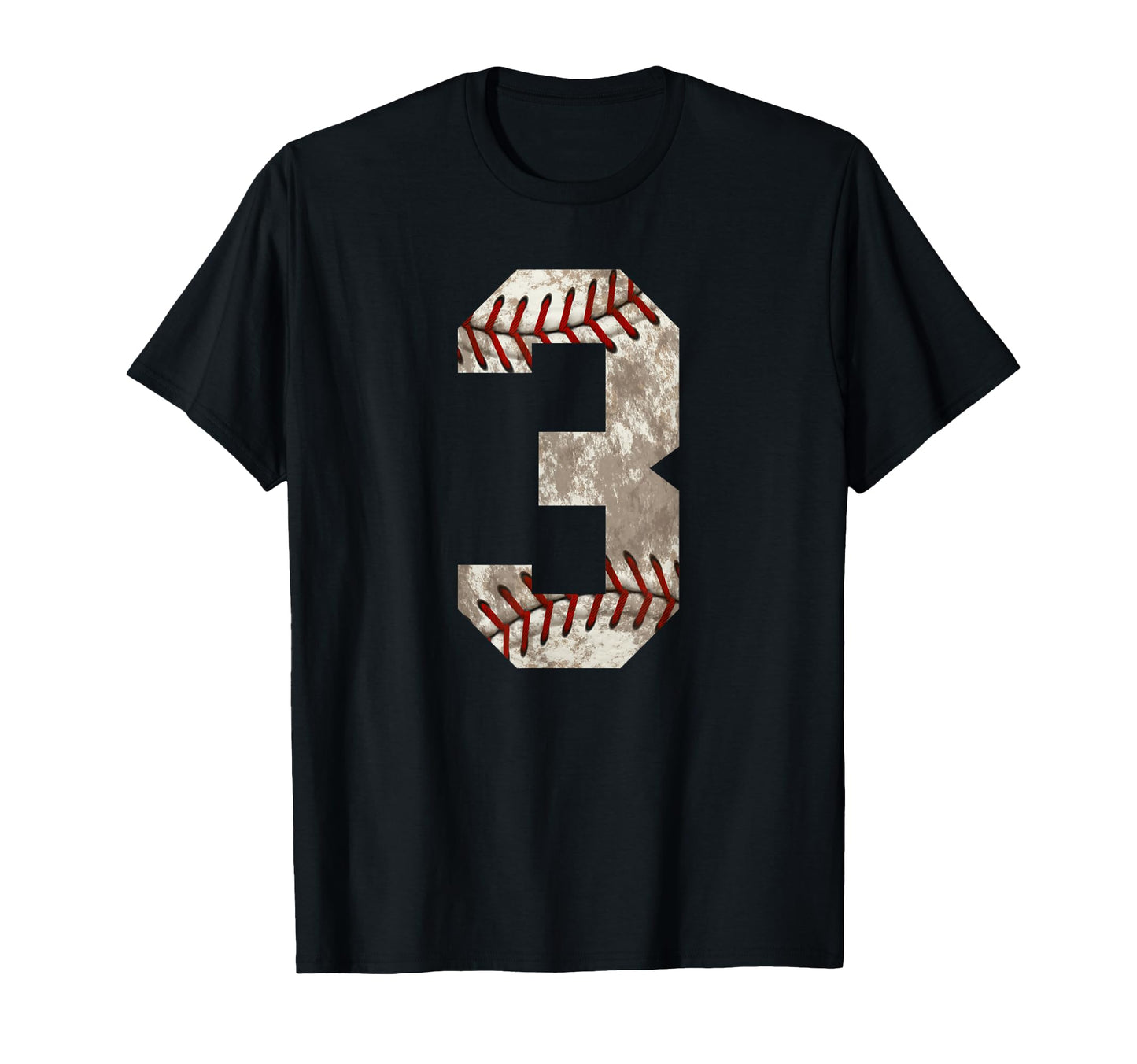 Baseball Jersey Number 3 Distressed T-Shirt - Novelty Apparel for Adults - T-Shirt, Sweatshirt, Hoodie