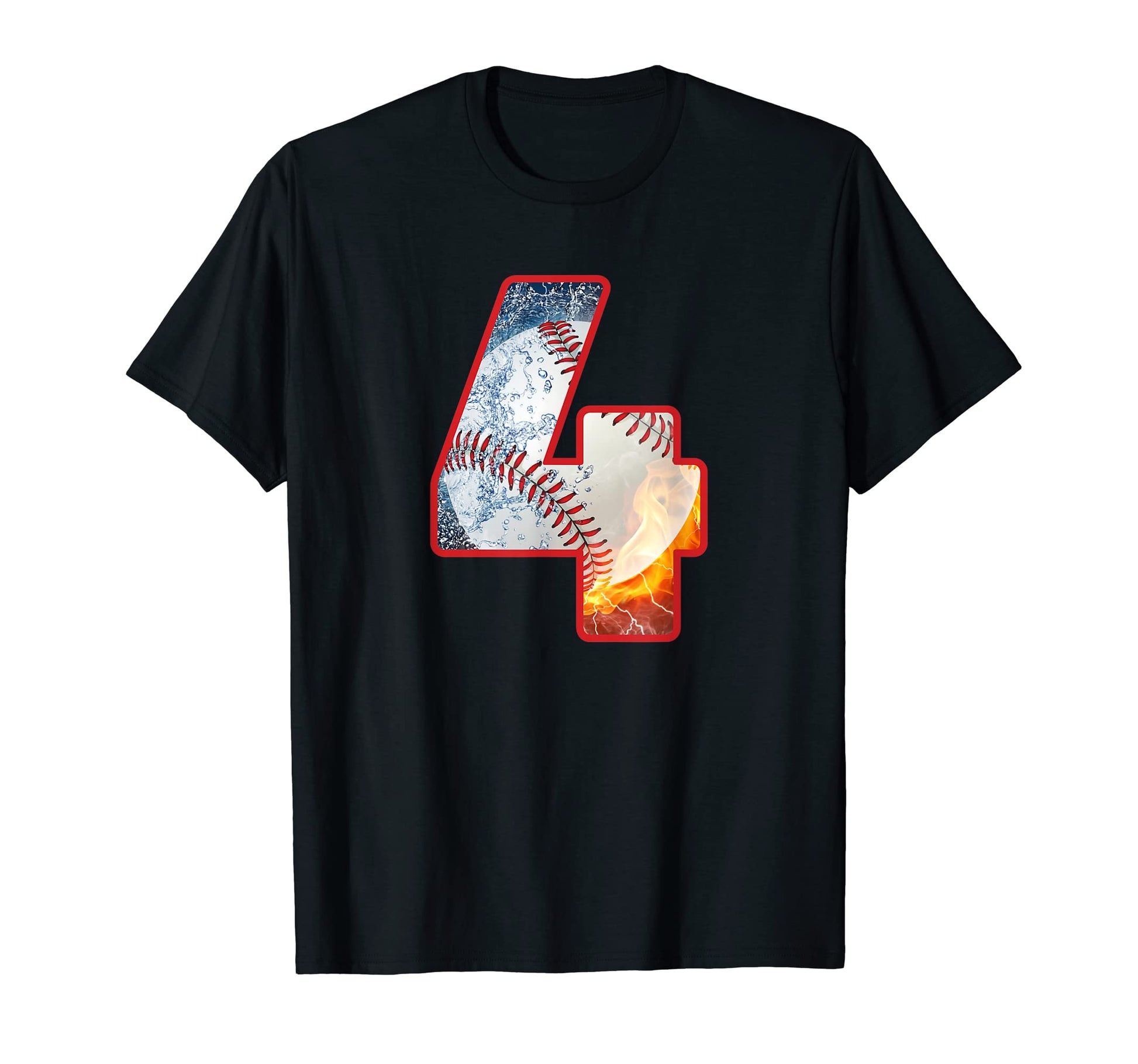 4Th Birthday Party Baseball Number 4 T-Shirt - Aesthetic Graphic Unisex - T-Shirt, Sweatshirt, Hoodie