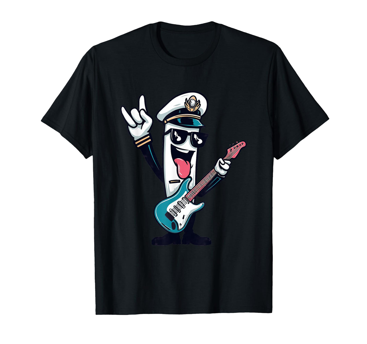 Funny Cartoon Captain Guitar T-Shirt - Casual Everyday Wear Men Women - T-Shirt, Sweatshirt, Hoodie