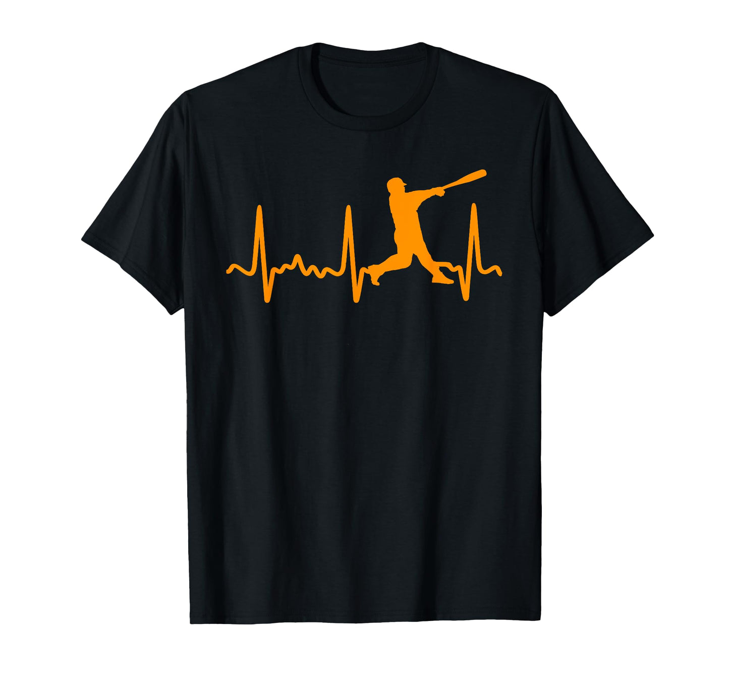 Orange Heartbeat Baseball Batter Orange T-Shirt - Aesthetic Graphic Unisex - T-Shirt, Sweatshirt, Hoodie