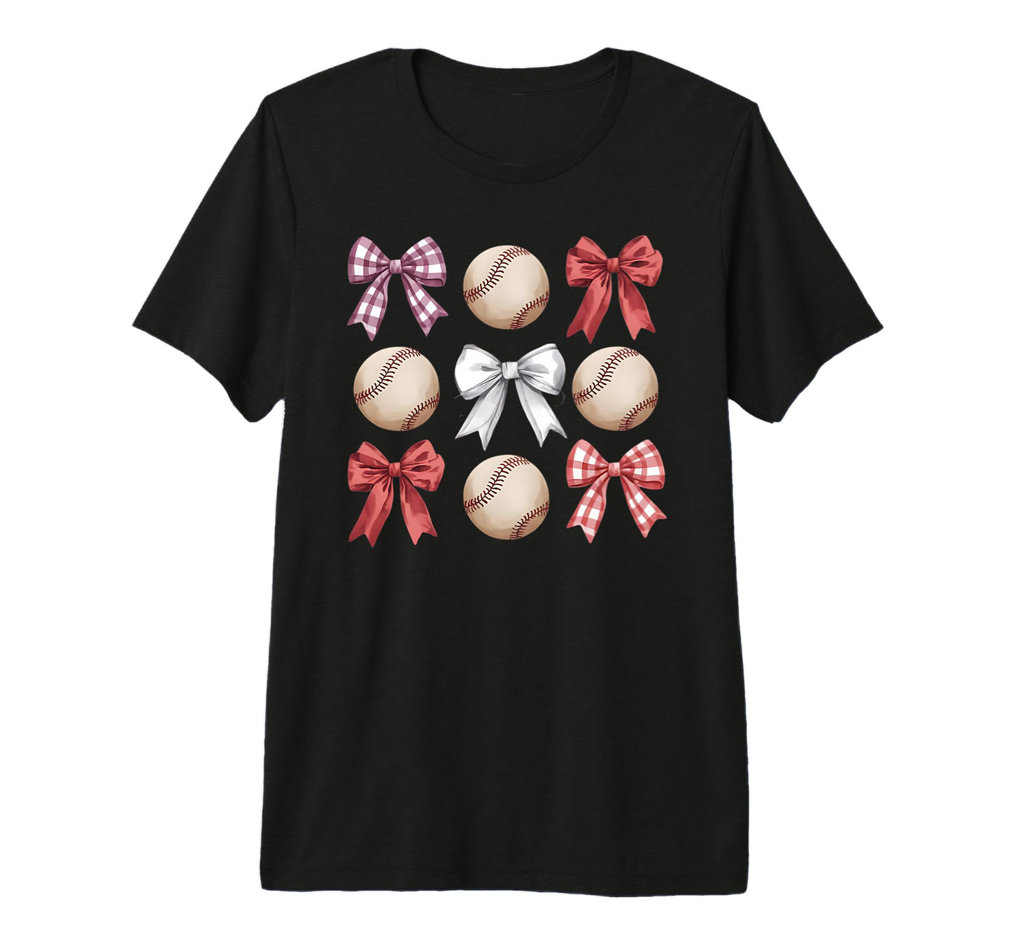 Baseball Coquette Bow Mom Sister Tri T-Shirt - Casual Everyday Wear Unisex - T-Shirt, Sweatshirt, Hoodie