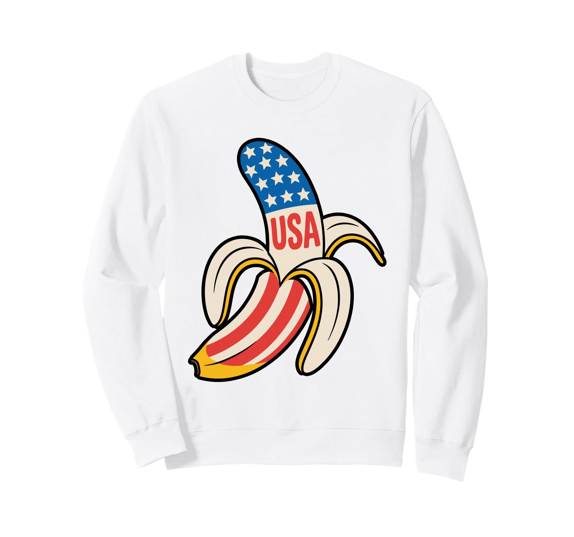 Funny Banana Baseball Usa Flag Sweatshirt - Casual Everyday Wear Men Women - T-Shirt, Sweatshirt, Hoodie