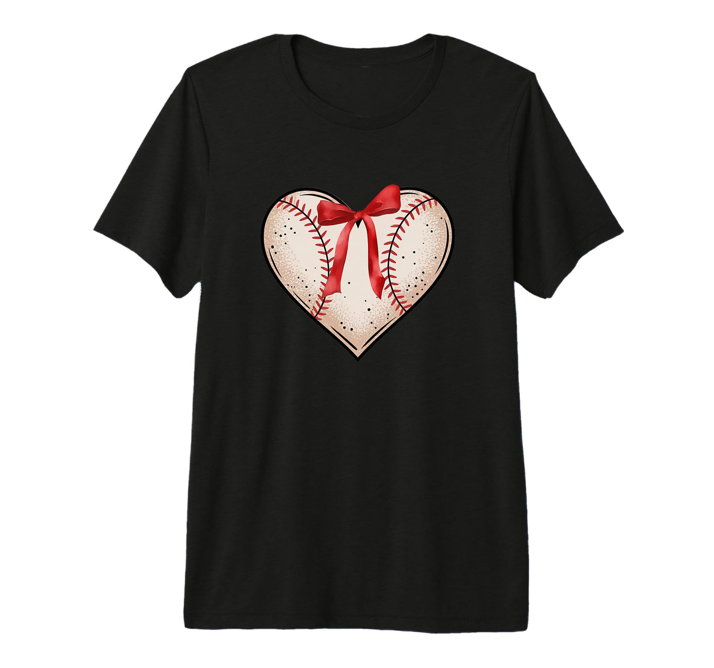 Baseball Heart Red Bow Tri Blend T-Shirt - Graphic Print Men Women - T-Shirt, Sweatshirt, Hoodie