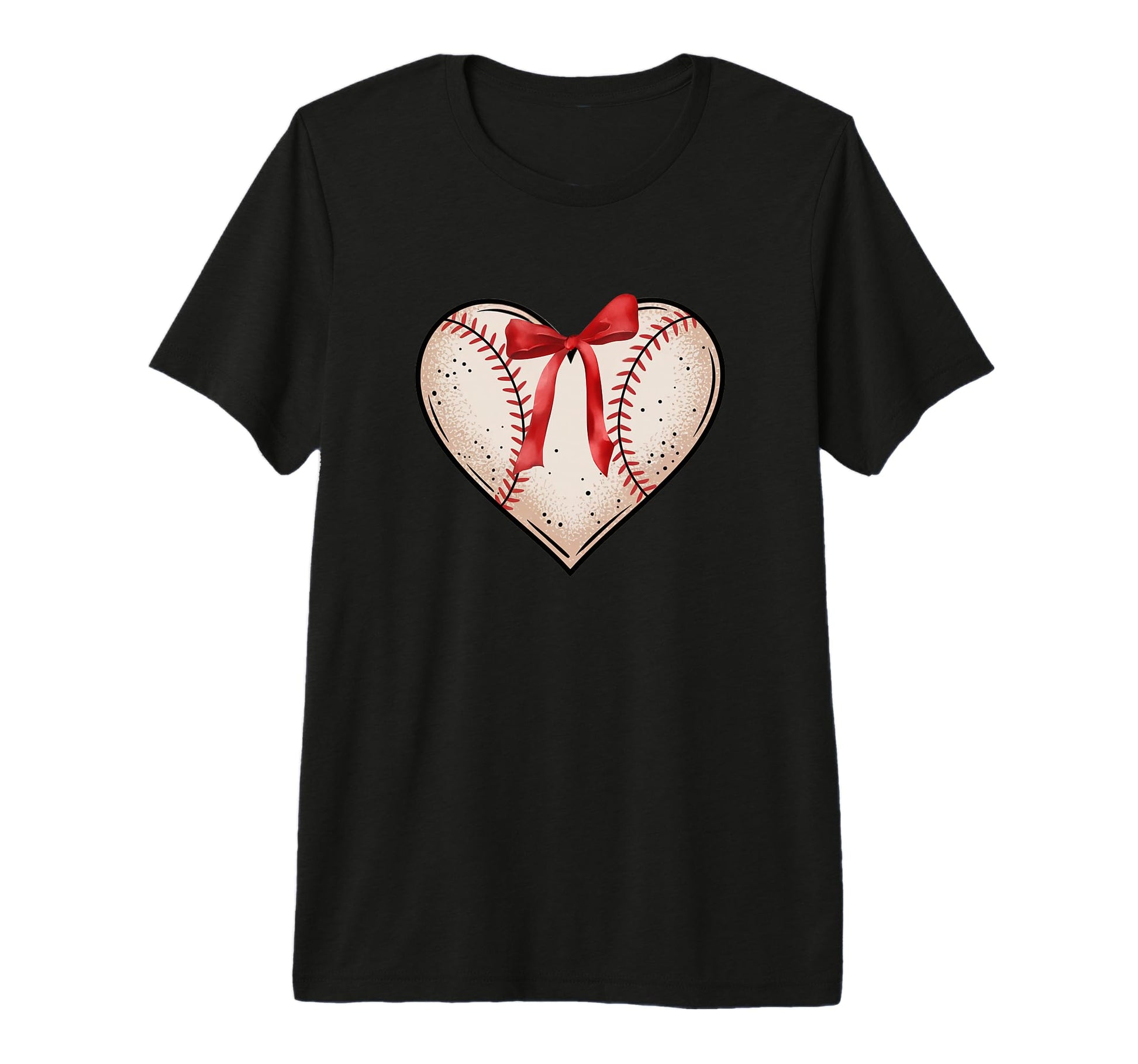 Baseball Heart Red Bow Tri Blend T-Shirt - Graphic Print Men Women - T-Shirt, Sweatshirt, Hoodie