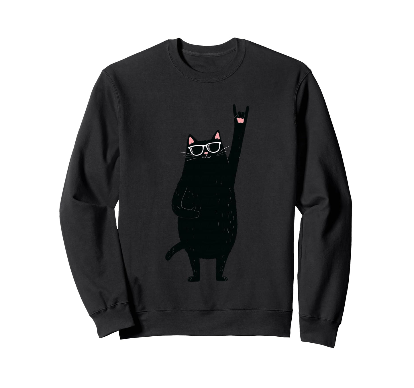 Cat Rock Black Cat Sunglasses Funny Sweatshirt - Fun Novelty Design Unisex - T-Shirt, Sweatshirt, Hoodie