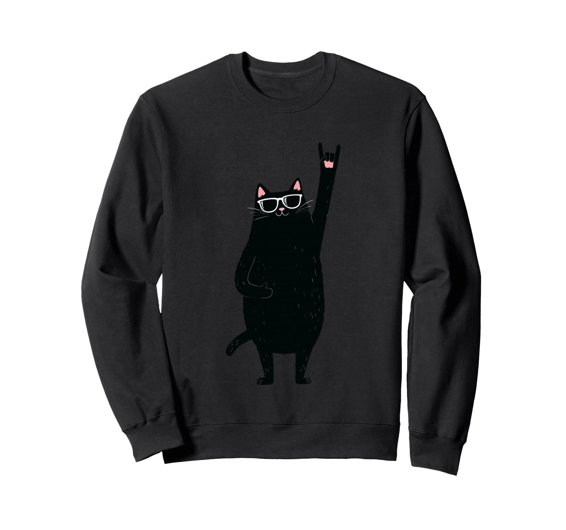 Cat Rock Black Cat Sunglasses Funny Sweatshirt - Fun Novelty Design Unisex - T-Shirt, Sweatshirt, Hoodie