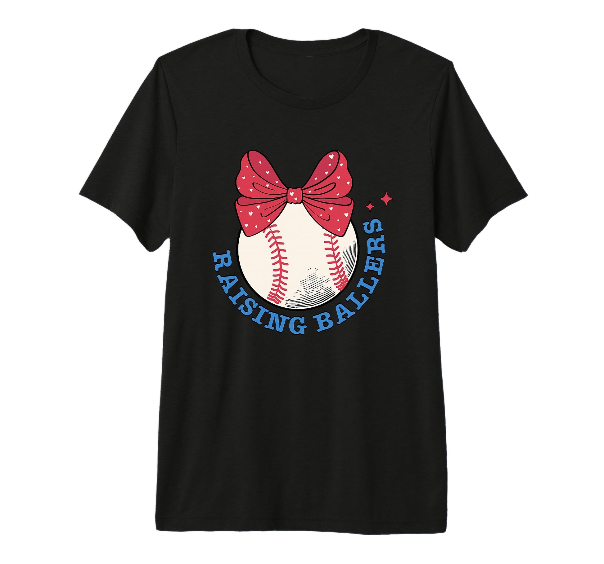 Raising Ballers Baseball Red Bow Heart T-Shirt - Fun Novelty Design Unisex - T-Shirt, Sweatshirt, Hoodie