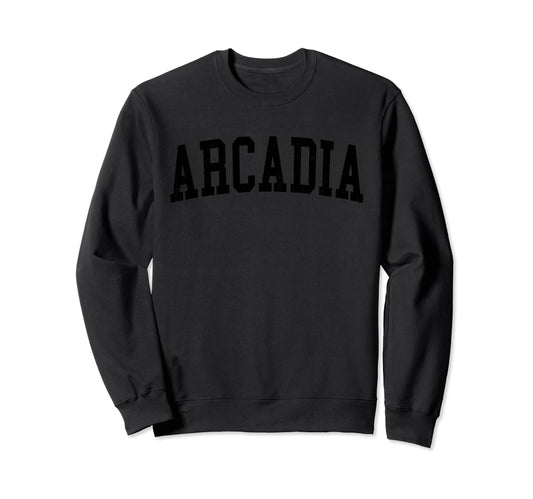 Arcadia Ca Distressed Black Varsity Sweatshirt - Minimalist Print Men Women - T-Shirt, Sweatshirt, Hoodie