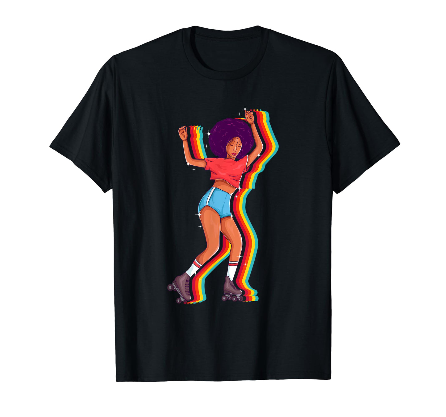 70S 80S Afro Roller Skating Skater T-Shirt - Novelty Apparel Unisex - T-Shirt, Sweatshirt, Hoodie