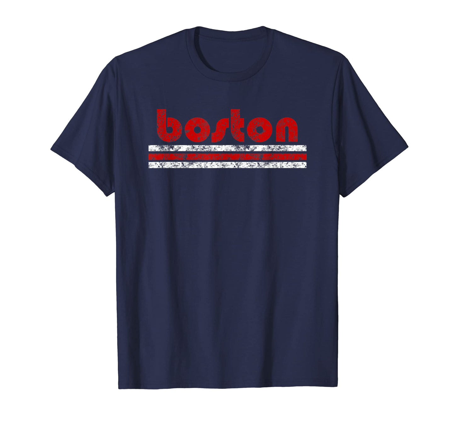 Boston Three Stripe Weathered Blue T-Shirt - Novelty Apparel Men Women - T-Shirt, Sweatshirt, Hoodie