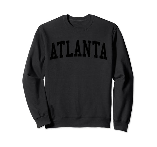 Atlanta Ga Distressed Black Varsity Sweatshirt - Custom Art Print Men Women - T-Shirt, Sweatshirt, Hoodie