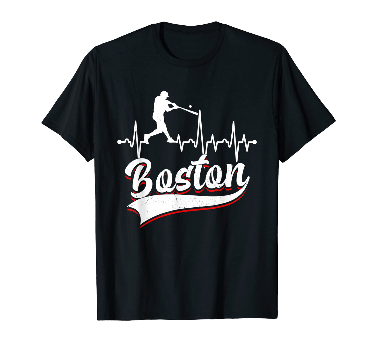 Boston Funny Baseball Heartbeat T-Shirt - Fun Novelty Design Men Women - T-Shirt, Sweatshirt, Hoodie
