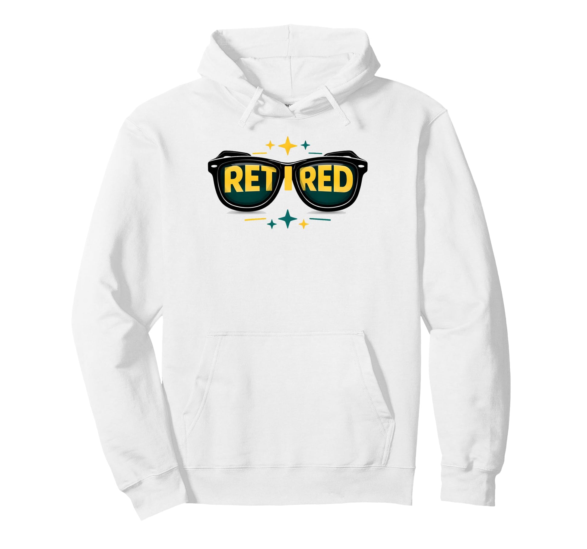 Retired Sunglasses Bold Text Shades Hoodie - Custom Art Print Unisex - T-Shirt, Sweatshirt, Hoodie