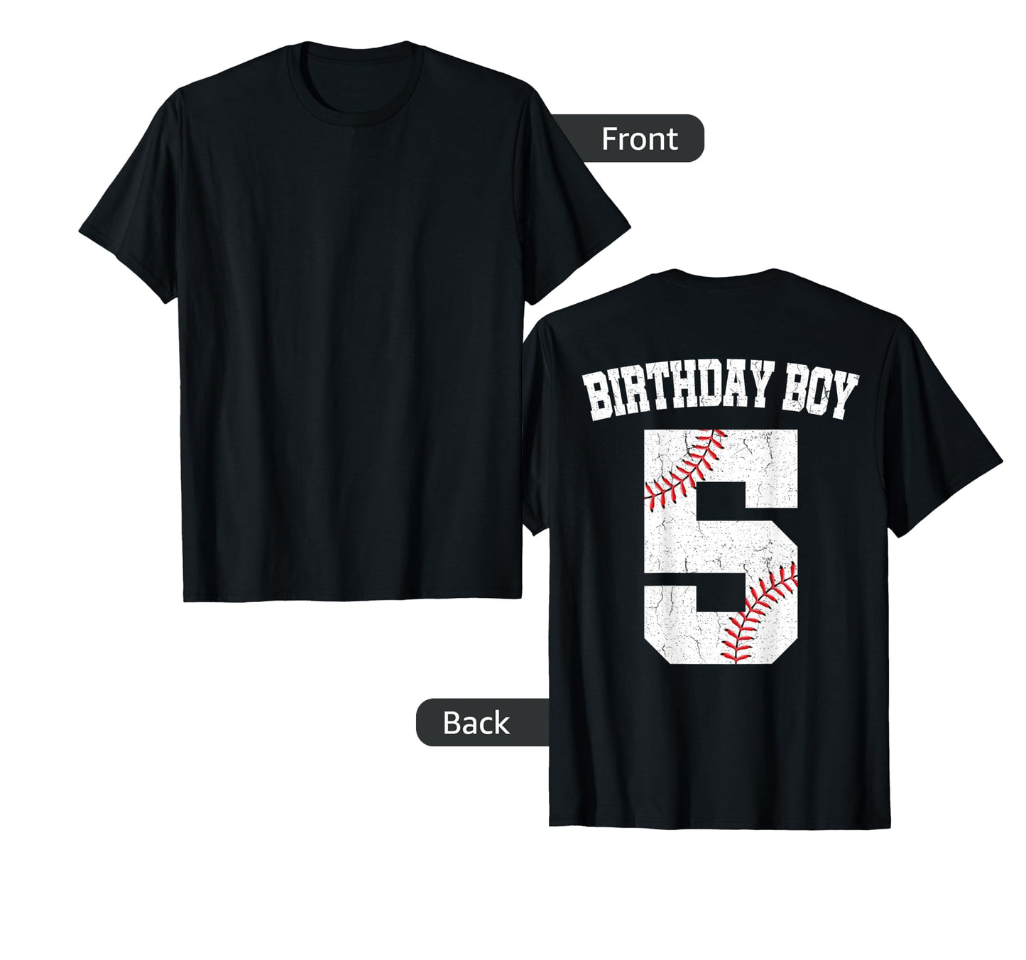 Birthday 5 Baseball Player 5Th T-Shirt - Minimalist Print Men Women - T-Shirt, Sweatshirt, Hoodie
