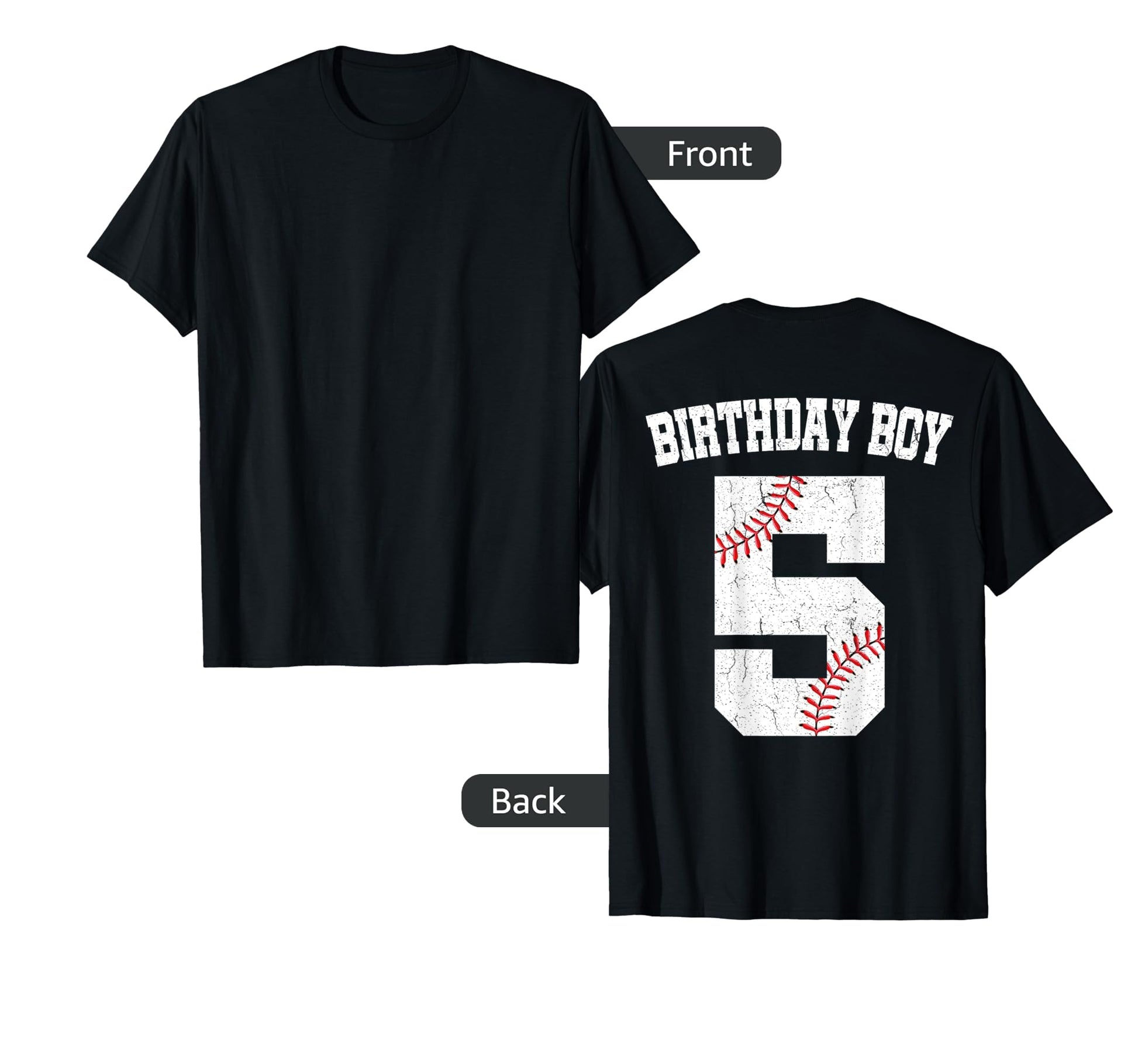 Birthday 5 Baseball Player 5Th T-Shirt - Minimalist Print Men Women - T-Shirt, Sweatshirt, Hoodie