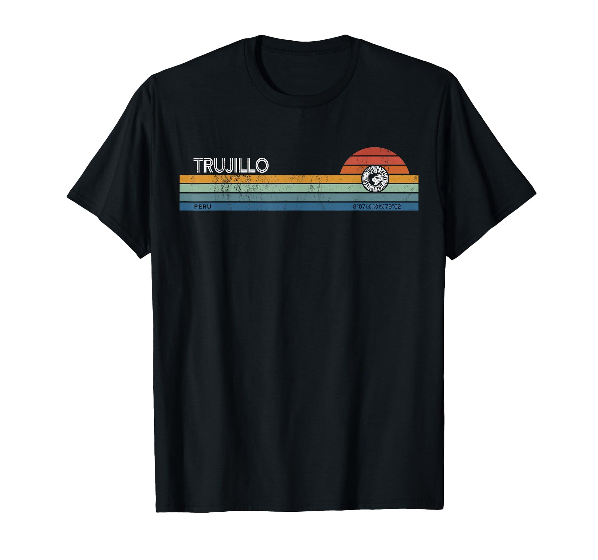 Trujillo Peru Sunset Rainbow Synth T-Shirt - Minimalist Print Unisex - T-Shirt, Sweatshirt, Hoodie