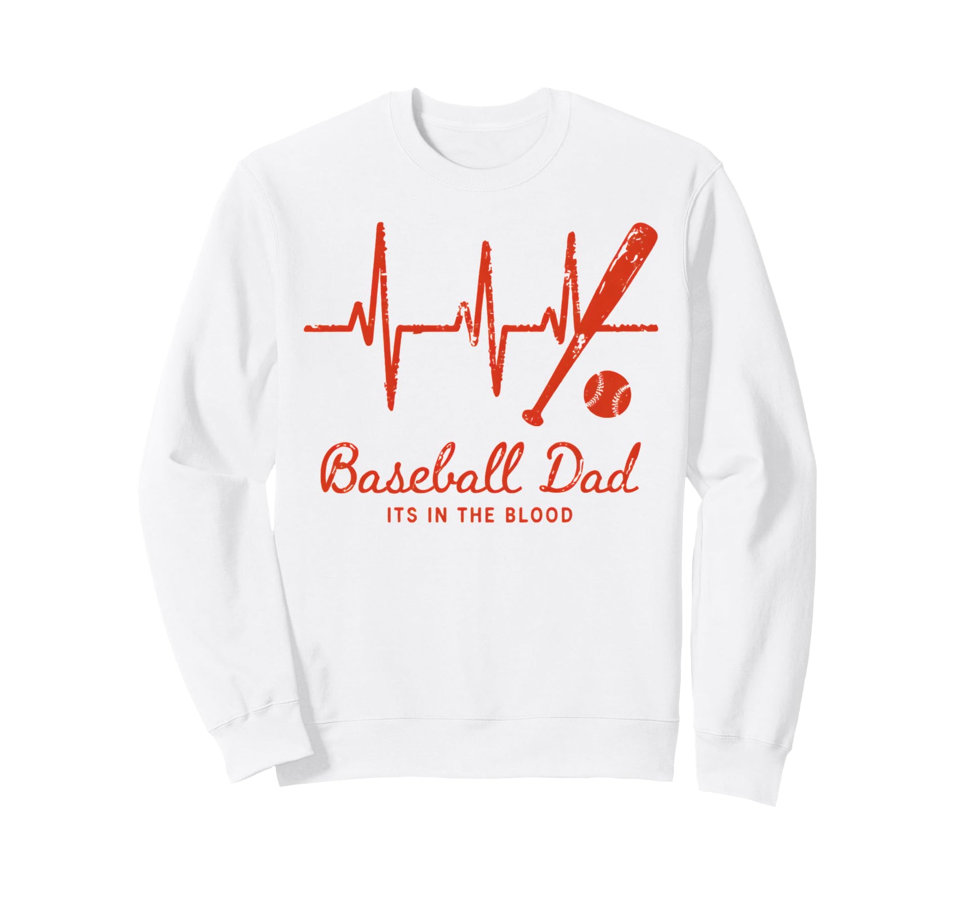 Baseball Dad Baseball Heartbeat Sweatshirt - Graphic Print Unisex - T-Shirt, Sweatshirt, Hoodie