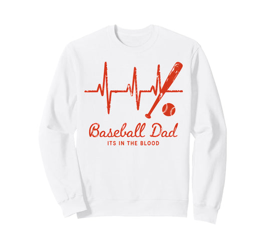 Baseball Dad Baseball Heartbeat Sweatshirt - Graphic Print Unisex - T-Shirt, Sweatshirt, Hoodie