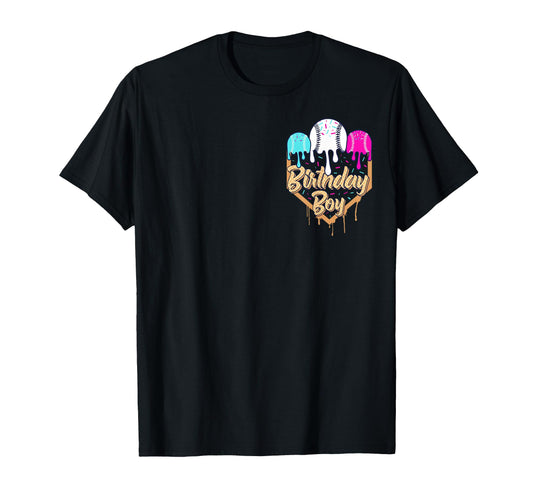 8Th Birthday Baseball Ice Cream Drip T-Shirt - Casual Everyday Wear Unisex - T-Shirt, Sweatshirt, Hoodie