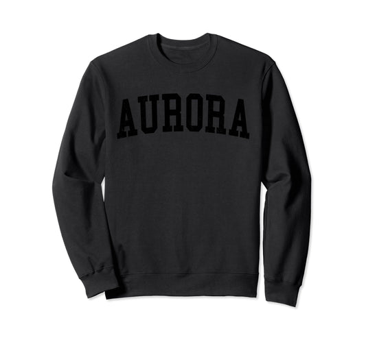 Aurora Co Distressed Black Varsity Sweatshirt - Novelty Apparel for Adults - T-Shirt, Sweatshirt, Hoodie