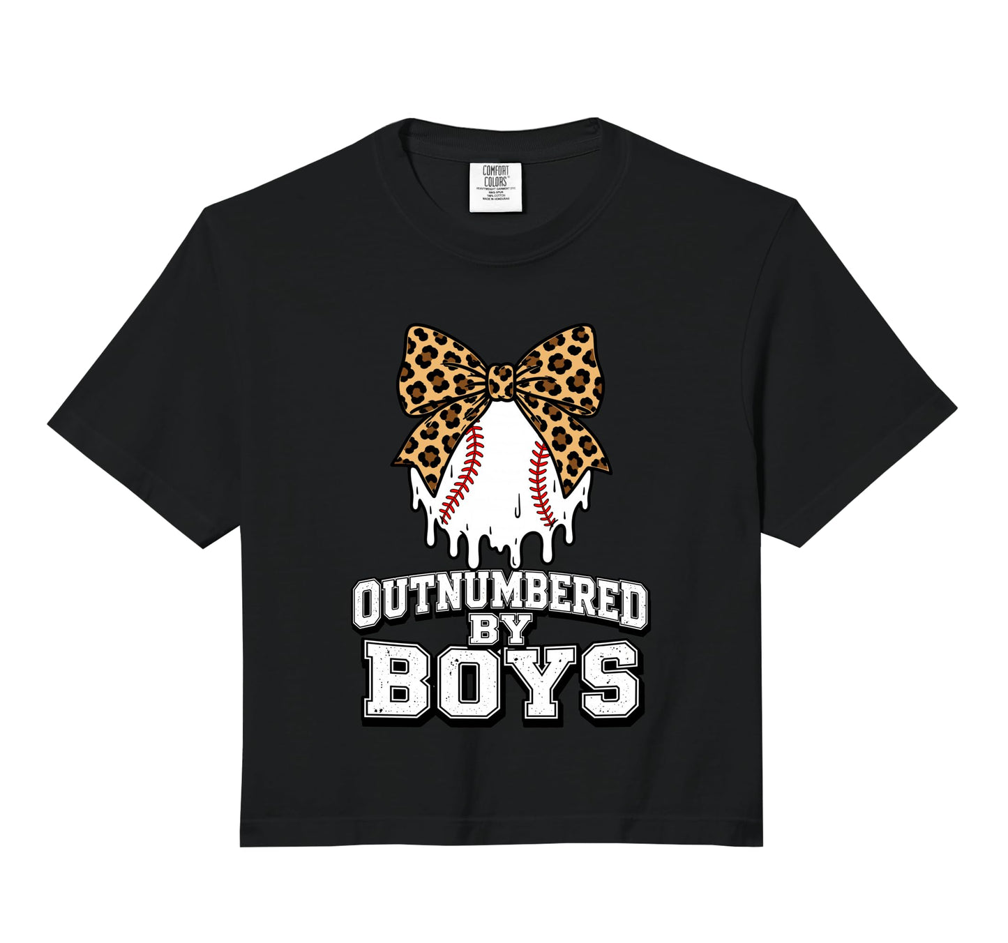 Outnumbered Baseball Mom Leopard Bow Hoodie - Custom Art Print for Adults - T-Shirt, Sweatshirt, Hoodie