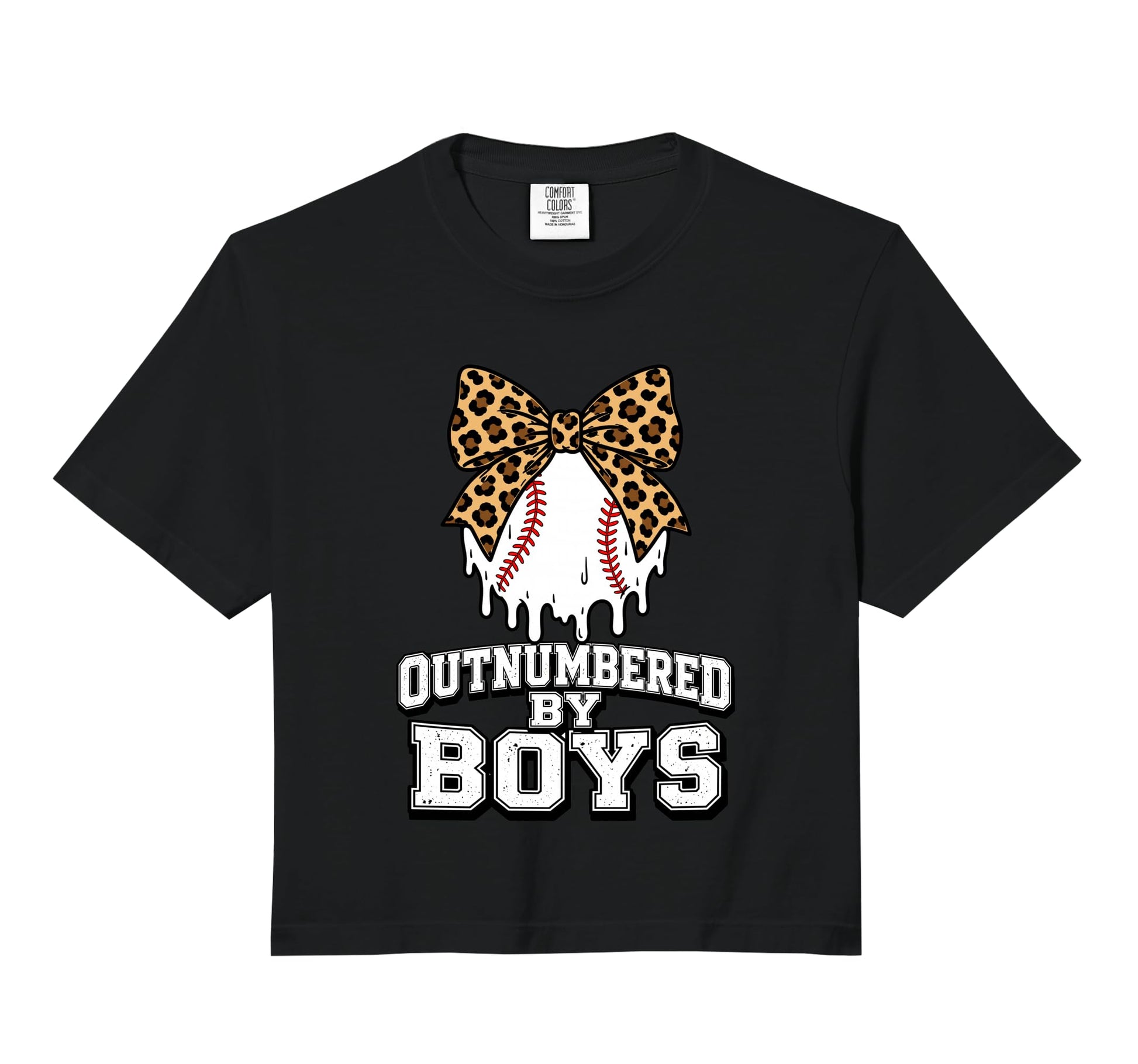 Outnumbered Baseball Mom Leopard Bow Hoodie - Custom Art Print for Adults - T-Shirt, Sweatshirt, Hoodie
