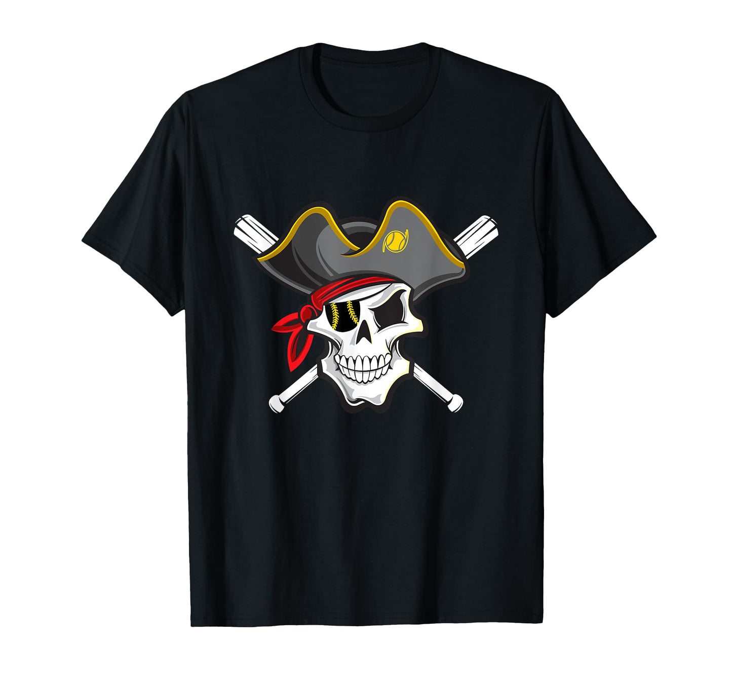 Pirate Baseball Skull Fans Art Bold T-Shirt - Unique Graphic for Adults - T-Shirt, Sweatshirt, Hoodie