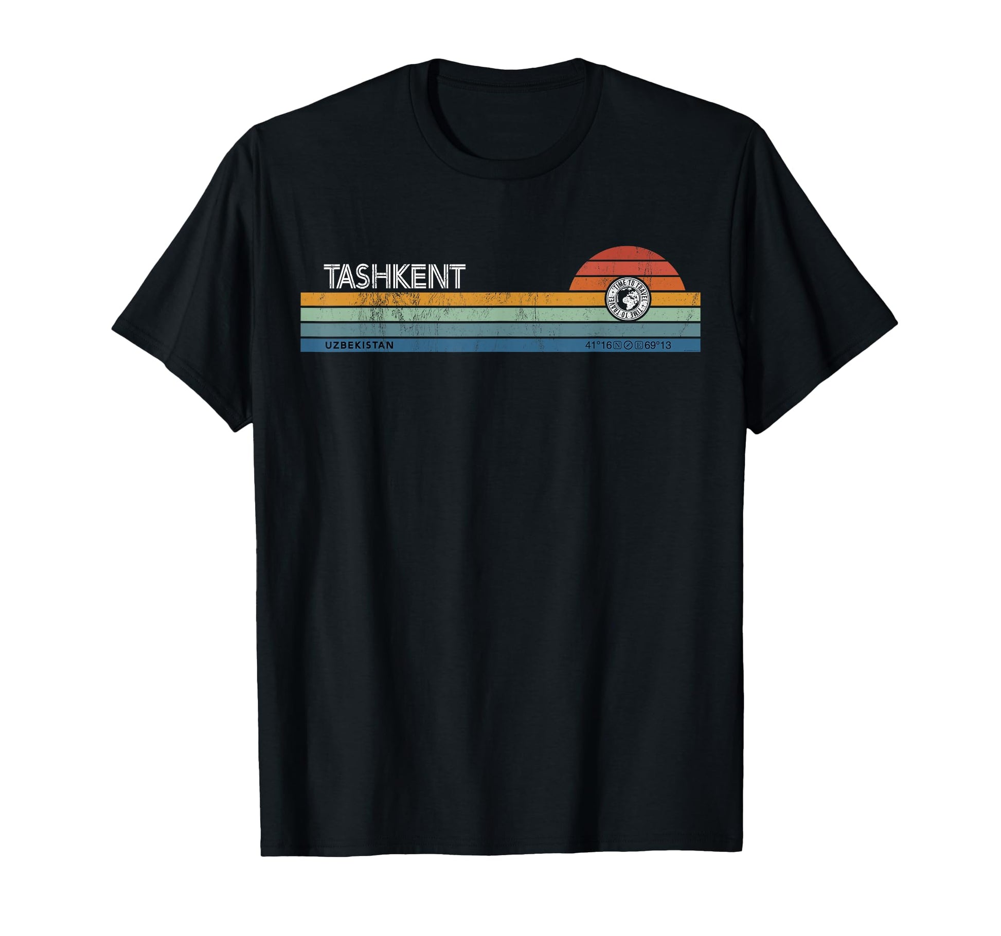 Tashkent Uzbekistan Sunset Rainbow Synth T-Shirt - Minimalist Print Unisex - T-Shirt, Sweatshirt, Hoodie