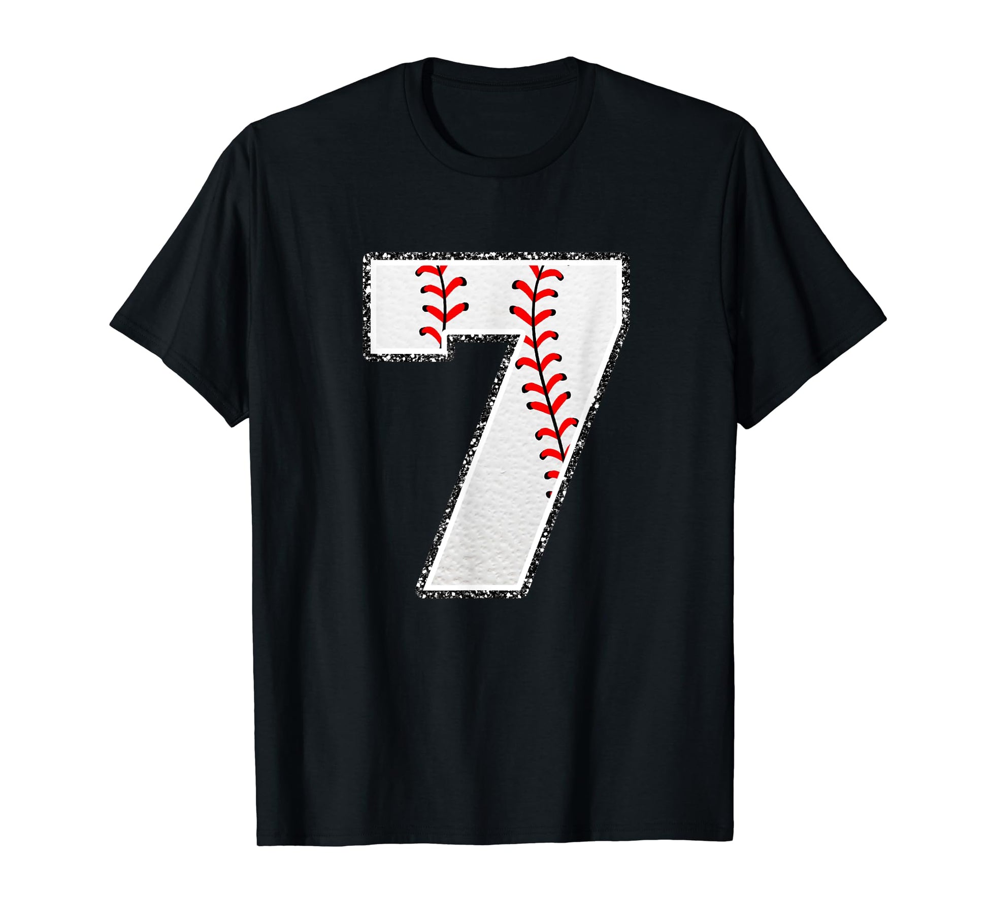Number 7 Baseball Distressed Number T-Shirt - Aesthetic Graphic Unisex - T-Shirt, Sweatshirt, Hoodie