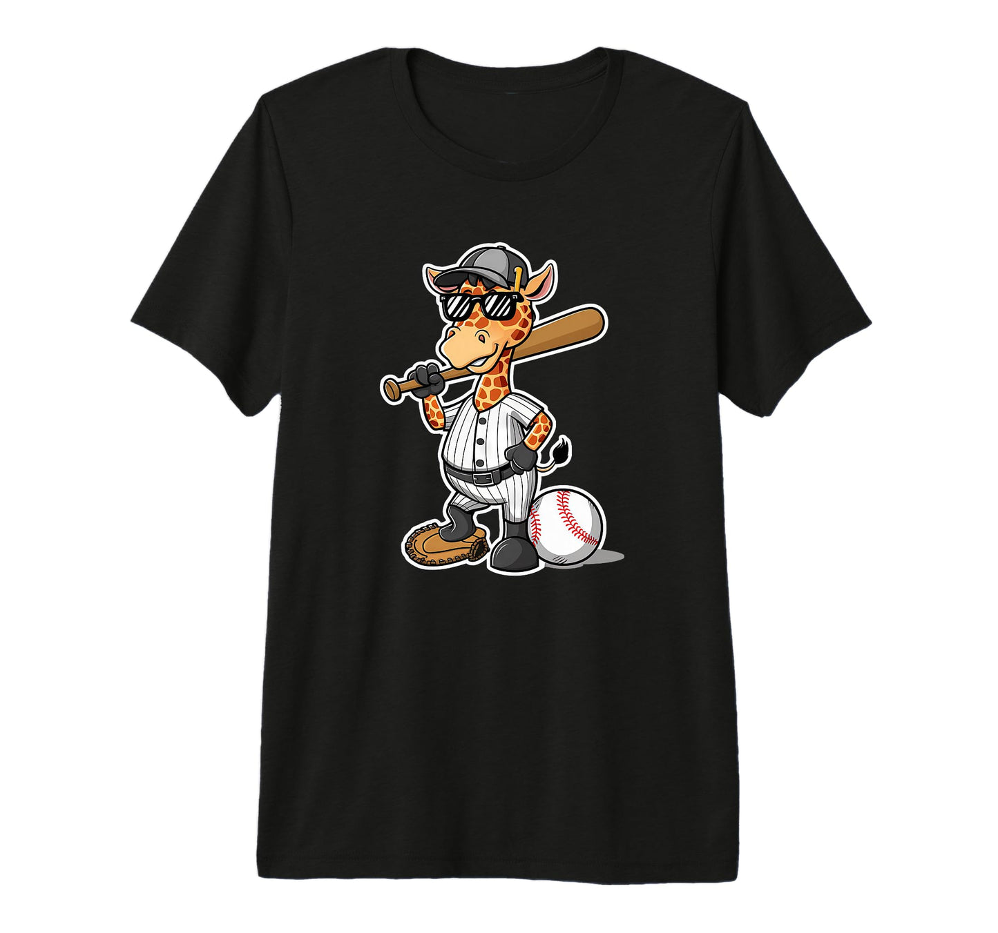 Baseball Giraffe Cartoon Sports Fan T-Shirt - Novelty Apparel Men Women - T-Shirt, Sweatshirt, Hoodie