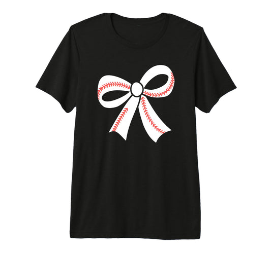 Baseball Bow Baseball Mom Mama Tri T-Shirt - Unique Graphic for Adults - T-Shirt, Sweatshirt, Hoodie