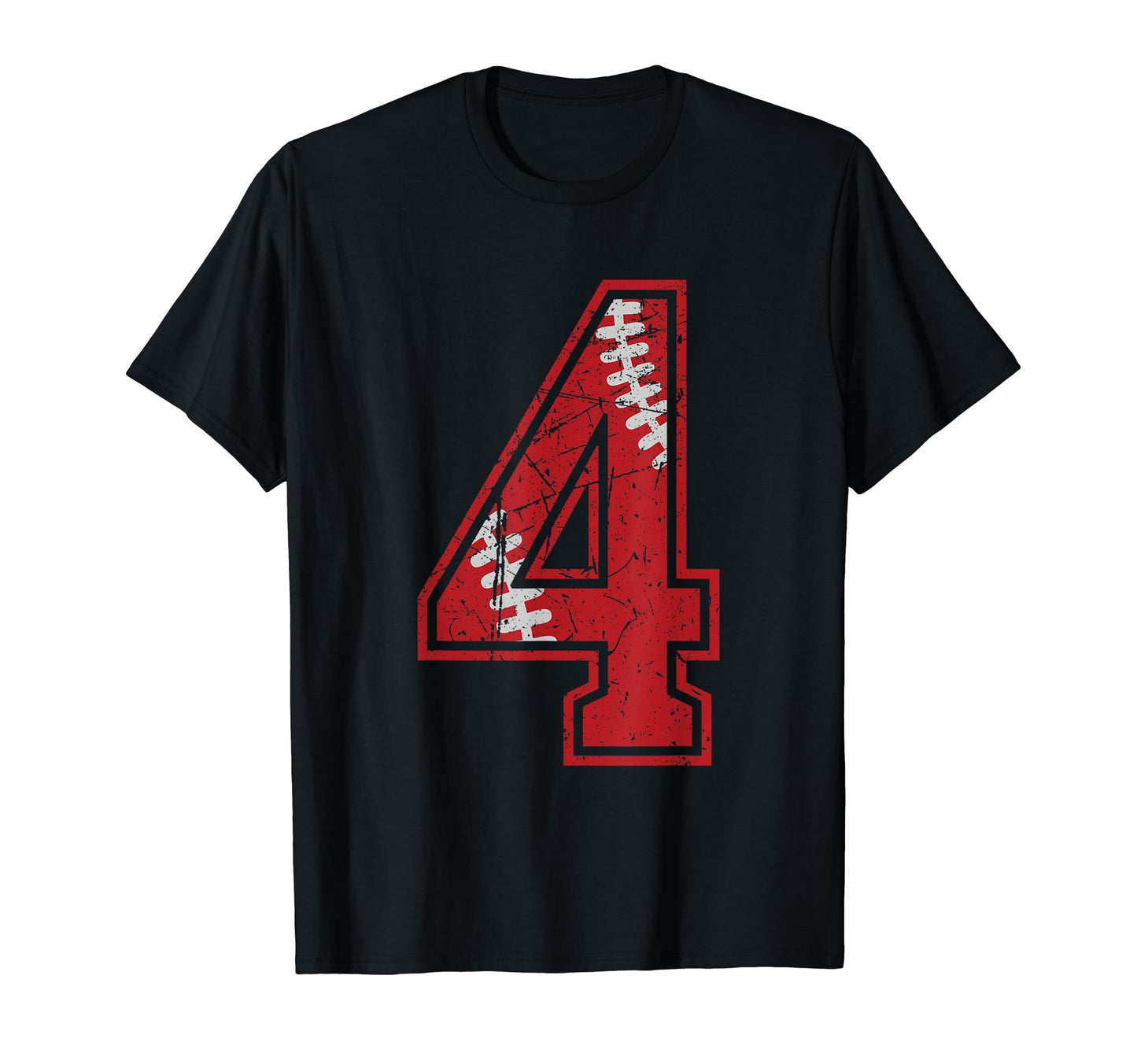 Number 4 Distressed Baseball Jersey Number T-Shirt - Novelty Apparel Unisex - T-Shirt, Sweatshirt, Hoodie