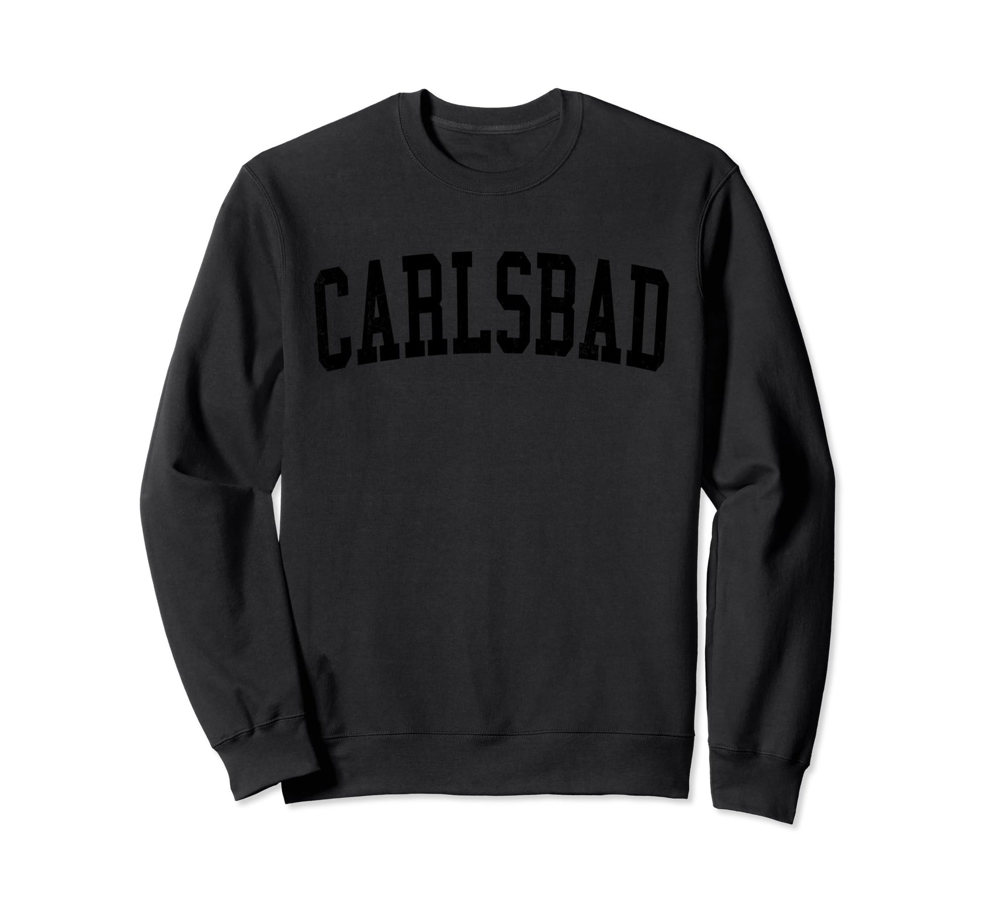 Carlsbad Nm Distressed Black Varsity Sweatshirt - Aesthetic Graphic Unisex - T-Shirt, Sweatshirt, Hoodie
