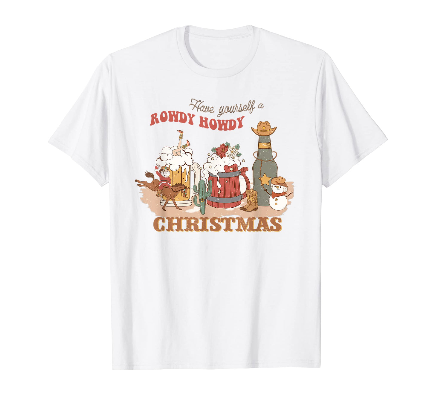 Western Howdy Santa Cowboy Drinking T-Shirt - Fun Novelty Design Men Women - T-Shirt, Sweatshirt, Hoodie
