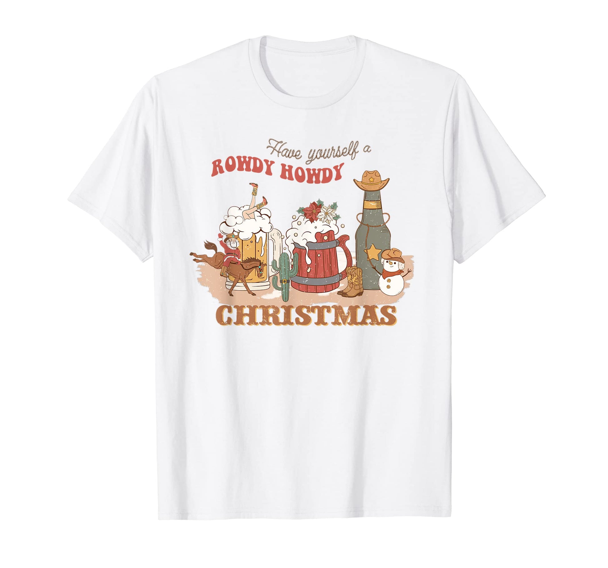 Western Howdy Santa Cowboy Drinking T-Shirt - Fun Novelty Design Men Women - T-Shirt, Sweatshirt, Hoodie