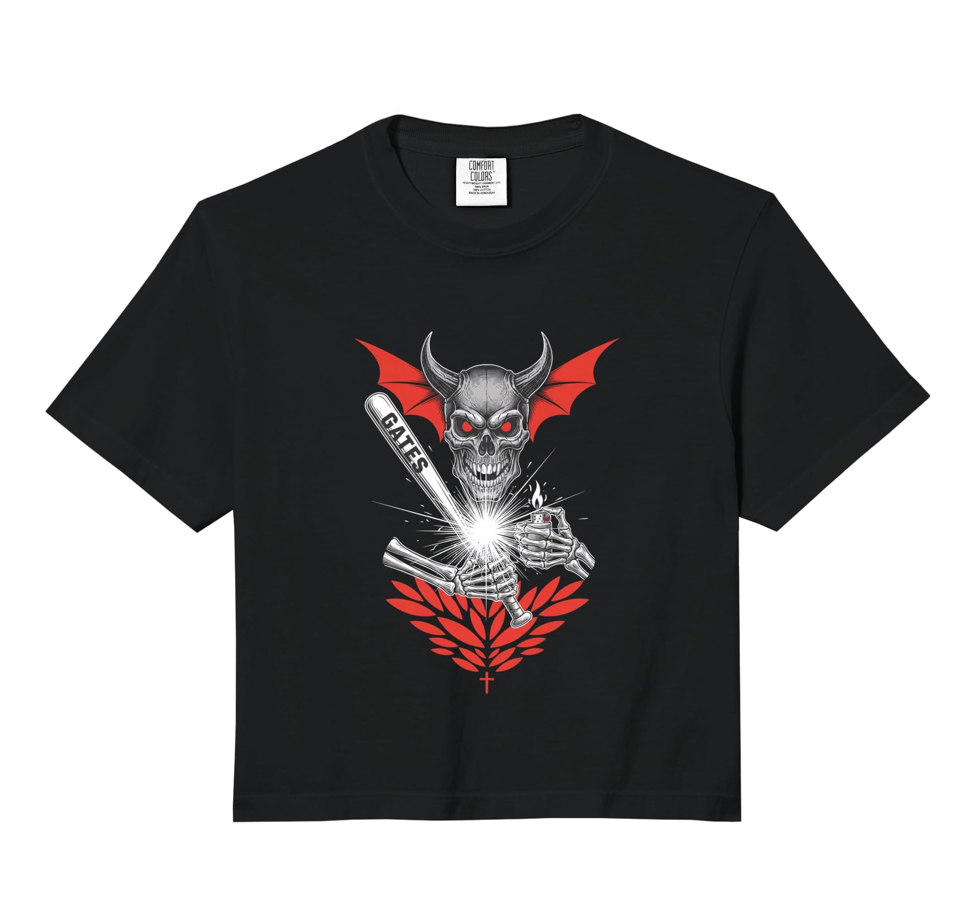 Gates Skull Demon Baseball Bat Gaming Hoodie - Unique Graphic for Adults - T-Shirt, Sweatshirt, Hoodie