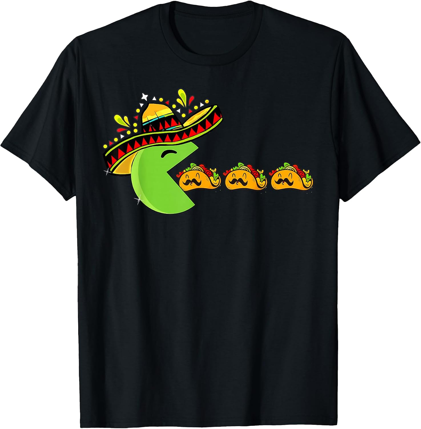 Sombrero Eating Funny Tacos with Mustaches Cinco de - Adult & Kids T-Shirts, Sweatshirts & Hoodies apparel design preview 1