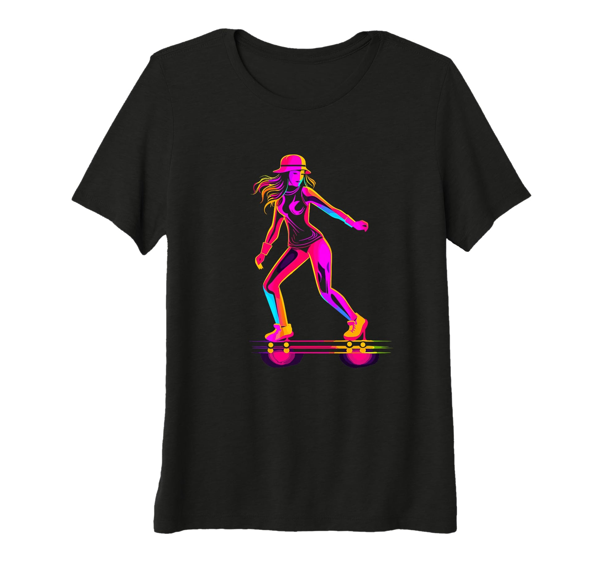 Womens Female Roller Skater Retrowave T-Shirt - Novelty Apparel Men Women - T-Shirt, Sweatshirt, Hoodie