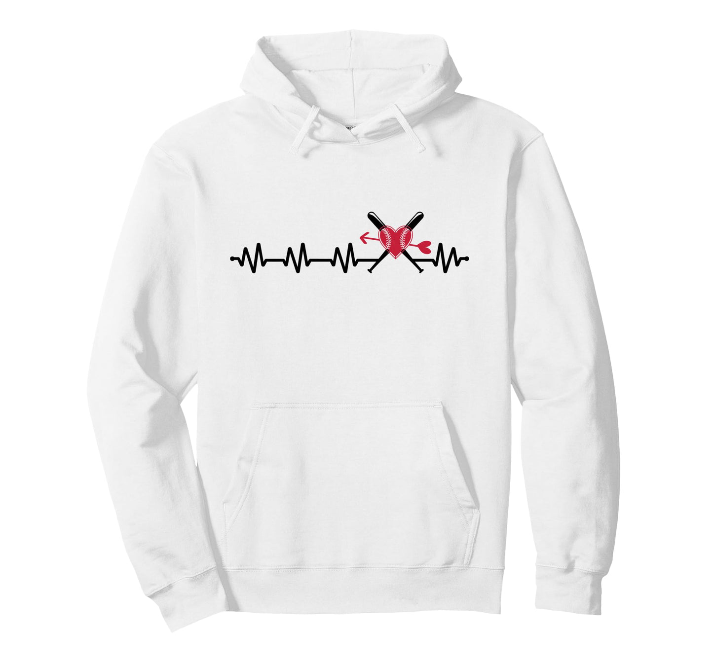 Baseball Softball Baseball Mom Heartbeat Hoodie - Streetwear Style Unisex - T-Shirt, Sweatshirt, Hoodie