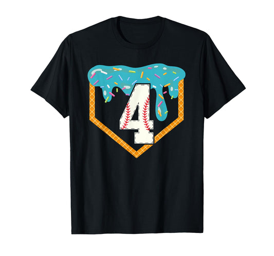 Baseball Drip 4Th Birthday 4 Year T-Shirt - Streetwear Style for Adults - T-Shirt, Sweatshirt, Hoodie