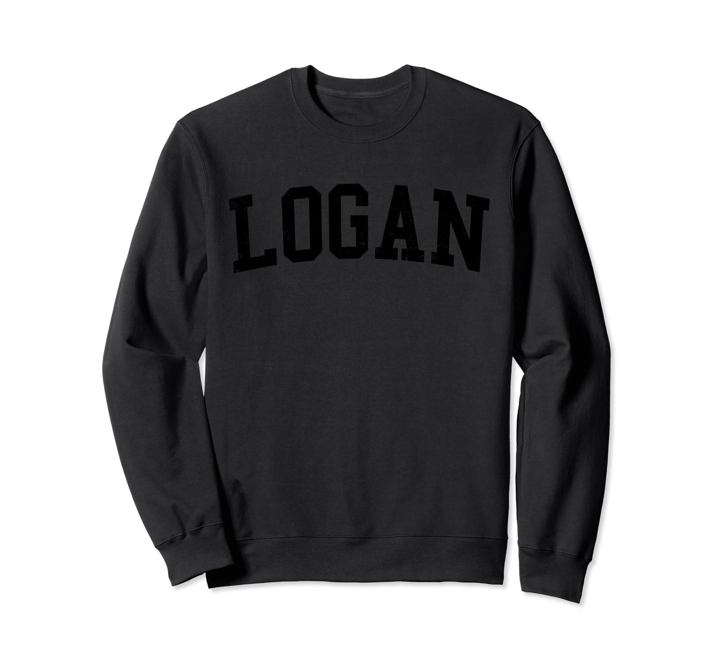 Logan Ut Distressed Black Varsity Sweatshirt - Trendy Graphic Men Women - T-Shirt, Sweatshirt, Hoodie